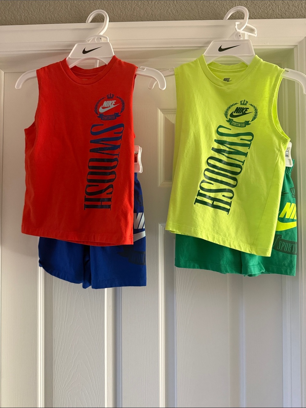Nike Kids Bright Orange/Blue & Neon Yellow/Green Logo Tank Sets